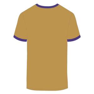 HBCU hombres educados Chenille contraste Trim Ringer camiseta oro con letras bordadas púrpura algodón suave ropa universitaria - Product Image 3