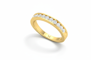 Bague pour femme en or 14 carats et diamants ronds taille brillant sertis en canal, dix pierres, éternité - Product Image 3