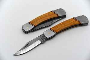 Nuevo diseño personalizado hecho a mano al aire libre Camping caza cuchillo de bolsillo plegable supervivencia cuchillo plegable con mango de madera - Product Image 4