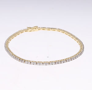 Elegante pulsera de tenis clásica de oro de 14 quilates 2.94CTW Diamante de corte redondo natural Ajuste seguro Pulseras de diamantes Brazaletes - Product Image 4