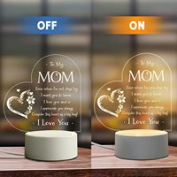 Cadeaux pour la fête des mères, cadeaux d'anniversaire pour maman, personnalisés avec une base de lampe de nuit LED en acrylique et bois, cadre photo personnalisé pour maman, fête des mères