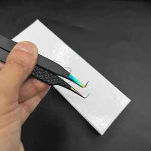 Pinzas de pestañas de acero sostenibles japonesas para bota delgada de 90 grados de alta calidad profesional, pestañas de fibra puntiagudas probadas a mano - Product Image 1