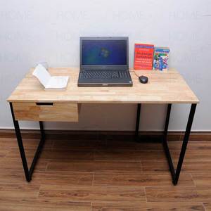 120x60cm Rubber Wood <b>Computer</b> <b>Desk</b> with Drawers BD68029-Iron Legs - Product Image 3