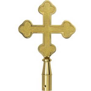 Bouton en laiton doré en forme de croix pour drapeaux d'intérieur/de défilé, embouts de mât de drapeau de 1 pouce de diamètre - Product Image 3