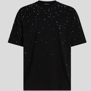 T-shirt à manches courtes pour homme INDEX APPAREL, motif à pois en strass noir, coupe classique, col rond, haut en tricot décontracté - Product Image 2