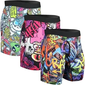 Sous-vêtements pour hommes, caleçons de sport, longs, de qualité supérieure, en polyester/élasthanne tricoté, taille classique XXL, personnalisable - Product Image 1