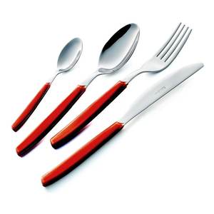 Ensemble de couverts de table en acier inoxydable chromé rouge P13BCM 73, 24 pièces, élégants couteaux à dîner pour la maison ou la restauration - Product Image 1