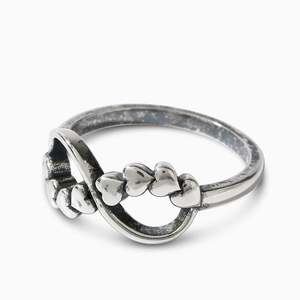 Jeulia Sterling Silver Infinity Heart <b>Couple</b> <b>Ring</b> with Pearl - Product Image 2