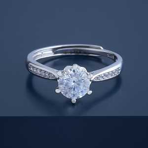 Bague pour femme en argent 92,5, bijoux fins, plaqué rhodium, zircon rond taille brillant, sertissage pavé, idée cadeau de fiançailles 176648 - Product Image 5