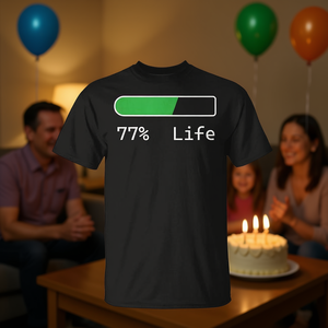 T-shirt Life Percentage, cadeau d'anniversaire de 77 ans pour hommes et femmes, taille adulte S M L XL XXL - Product Image 3