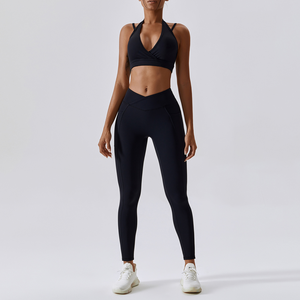 Ensemble de vêtements de sport pour femmes avec logo personnalisé, taille mi-haute, respirant, soutien-gorge de sport sexy, shorts et leggings de yoga actifs - Product Image 5