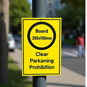 Yellow Black Plastic Display Board Sign 250x150mm for <b>Clear</b> Parking Prohibition - Product Image 3