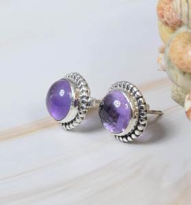 Pendientes colgantes para mujer, piedras preciosas de amatista, Plata de Ley chapada en oro, joyería de moda de alta calidad - Product Image 3