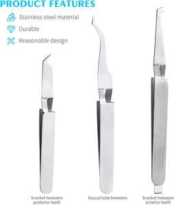 Pinzas para Colocación de Brackets, Instrumentos Dentales de Acero Inoxidable con Certificación CE, Juego de Instrumentos de Ortodoncia - Product Image 4