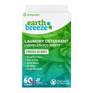Hojas de Detergente para Ropa Earth Breeze - Aroma Fresco - Sin Envase de Plástico (60 Cargas) 30 Hojas Tecnología Sin Líquido Modelo 841223 - Product Image 2