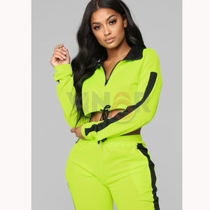 ชุดวิ่งออกกำลังกายกันลมพิมพ์ลายมีฮู้ดของผู้หญิงชุด2ชิ้นสีตัดกันระบายอากาศน้ำหนักเบา - Product Image 3