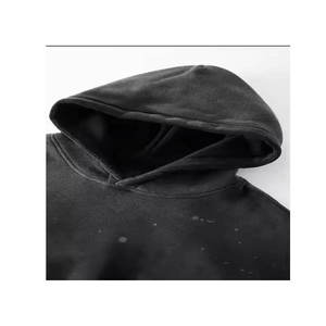 Haute densité strass Vintage coton Premium hommes sweats à capuche soleil délavé thermique gros sweats à capuche en Stock 100% coton tissu - Product Image 4