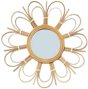 Top New Design Bamboo Rattan Wall Salon Mirror <b>Small</b> Round Mirror Natural <b>Safe</b> Wicker Makeup Vanity Mirror - Product Image 3