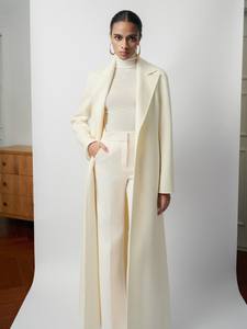 Gabardina con bolsillos laterales para mujer, abrigo largo de mezcla de Cachemira Tiff Emb, 20% Cachemira, 80% Lana, ropa de verano para mujer - Product Image 2