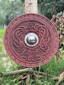 Escudo de cuchillos vikingos medievales hecho a mano personalizado recién llegado diseño de acero inoxidable bajo tema de logotipo de copa plateada - Product Image 3