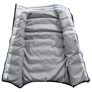 Unisex Grey Hooded Sleeveless Puffer Vest Stand Collar <b>Zipper</b> Closure Waterproof Breathable Windproof Casual Winter <b>Jacket</b> Solid - Product Image 2