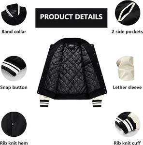 Chaqueta Universitaria Personalizada al por Mayor, Mangas de Cuero y Lana, Chaqueta Universitaria Clásica Cálida y Duradera para Equipos de Ropa Urbana y Uniformes Escolares - Product Image 2