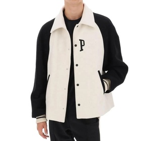 OEM Custom Embroidery Logo Vintage <b>Letterman</b> <b>Jackets</b> For Men Mandarin Collar Plus Size Winter Wool Varsity <b>Jacket</b> - Product Image 4