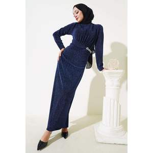 Vestido Brillante con Accesorios de Piedra Azul Marino - Product Image 4