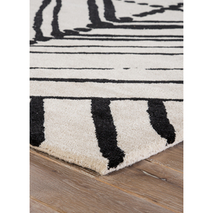 Alfombra Contour Ivory de Lana y Viscosa Hecha a Mano con Diseño Geométrico y Abstracto para Sala de Estar, Pasillo -Taq-4022 - Product Image 4