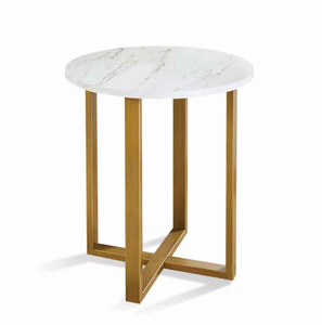 Tables d'appoint élégantes et modernes en métal avec plateau en marbre, finition dorée très vendue pour la décoration d'hôtels, de restaurants et de salons - Product Image 5