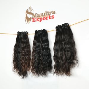 Extensiones de cabello humano natural de Temple, venta al por mayor, 100% mechones ondulados, cabello humano virgen alineado con cutícula, fabricación india - Product Image 3