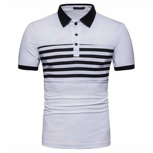 Haute qualité blanc et noir contraste hommes femmes polos respirant Anti-rides à manches courtes boutons Polo chemise - Product Image 1