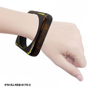 Bracelet en résine géométrique épaisse en forme de carapace de tortue carrée, bijoux minimalistes modernes en ambre pour femme - Product Image 4