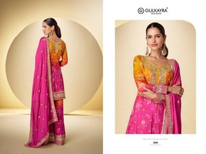 Sumérjase en la elegancia real con tela de seda Chinon pura con traje Salwar de tres piezas ligero con estampado digital al por mayor - Product Image 2