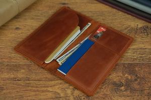 Tarjetero minimalista de cuero genuino, tipo de cierre abierto y largo para hombres y mujeres - Product Image 4