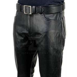 Nouveau style 2025 – Pantalon en cuir pour homme entièrement personnalisable avec logo, léger, taille mi-haute, délavage foncé, le plus vendu, décontracté, couleur unie - Product Image 5