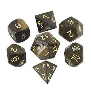 Dés en bois polyédriques artisanaux, ensemble de 7 pièces, durables et écologiques, pour jeux de rôle sur table, thème Dragons et Donjons - Product Image 2