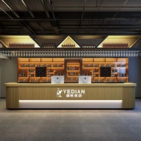 Comptoir de bar moderne en acier inoxydable avec éclairage LED pour discothèque