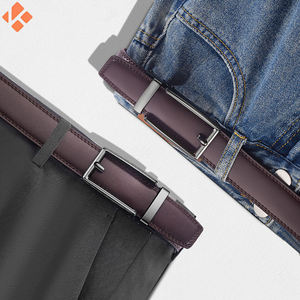 Personalizado de alta calidad ajustable hebilla automática cinturón de cuero dividido diseñador de lujo de los hombres de negocios cinturones de cuero genuino - Product Image 5