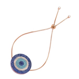 Sapphire and Turquoise CZ Stone Eye Shape Wholesale Handmade Turkish <b>Adjustable</b> Tennis 925 Sterling Silver <b>Bracelet</b> - Product Image 1