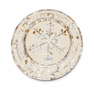Luxury Wood Resin MOP Inlay Serving <b>Tray</b> Handcrafted Mother of Pearl Decorative <b>Round</b> Platter for Coffee <b>Table</b> Dining & Kitchen - Product Image 4