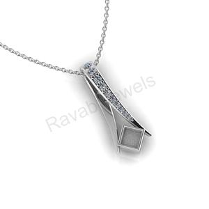 สร้อย925รูปก้างปลา31x12มม. สำหรับเป็นของขวัญสำหรับผู้หญิงทำจากเพทายที่สง่างามเหมาะสำหรับเป็นขี้เถ้า - Product Image 6