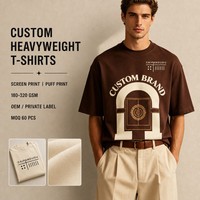 T-shirt Homme Coupe Ample à Motif Personnalisé en Coton Épais Col Rond Manches Courtes Imprimé Décontracté Streetwear Détection par Aiguille