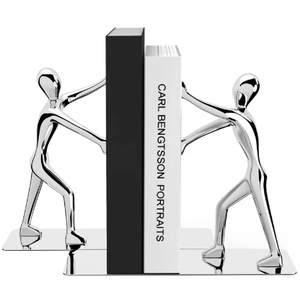 Argent fini hommes Figurine Sculpture solide serre-livres à collectionner cadeau d'affaires serre-livres en aluminium et organisateur de magazines - Product Image 5