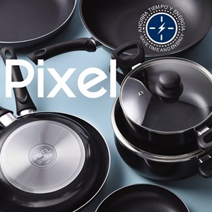 Juego de 2 sartenes antiadherentes de aluminio prensado (20x24 cm) + Juego de 3 moldes redondos para horno (12x18x22 cm) PIXEL Chef Sauce - Product Image 2