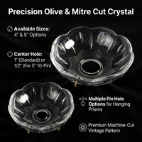 Bol de lustre moderne en cristal poli à coupe mitrée Olive, pour bricolage, avec trou central de 1 pouce, 4 pouces, 5 pouces, pièces de lampe en verre festonné