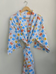 Peignoir Kimono 100% coton de luxe fait à la main du fabricant indien direct peignoir excellente qualité volants respirants au sol - Product Image 2