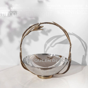 Fancy Shiny Pulido Chapado en oro Mango Conjunto Tres cuencos Acero inoxidable Latón Metal Hogar Cuenco japonés - Product Image 6