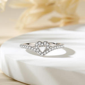 Bague de promesse Jeulia Connect Soul Heart - Argent plaqué or rose, design torsadé - Product Image 5
