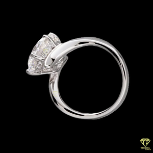 Round Cut Diamond Solitaire Engagement Ring with Hidden Halo in White Gold Plated Classic 6-Prong Setting Elegant <b>Bridal</b> Jewelry - Product Image 2